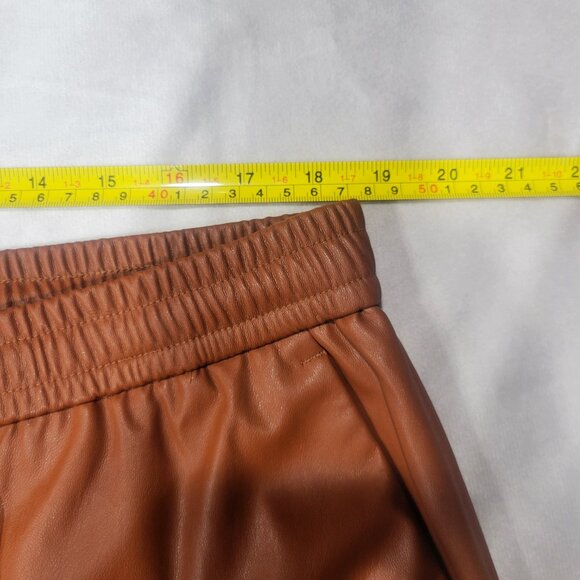 Nine West Women's Faux/Vegan Leather Pleated Pants Caramel Brown - Size XL - Picture 7 of 12